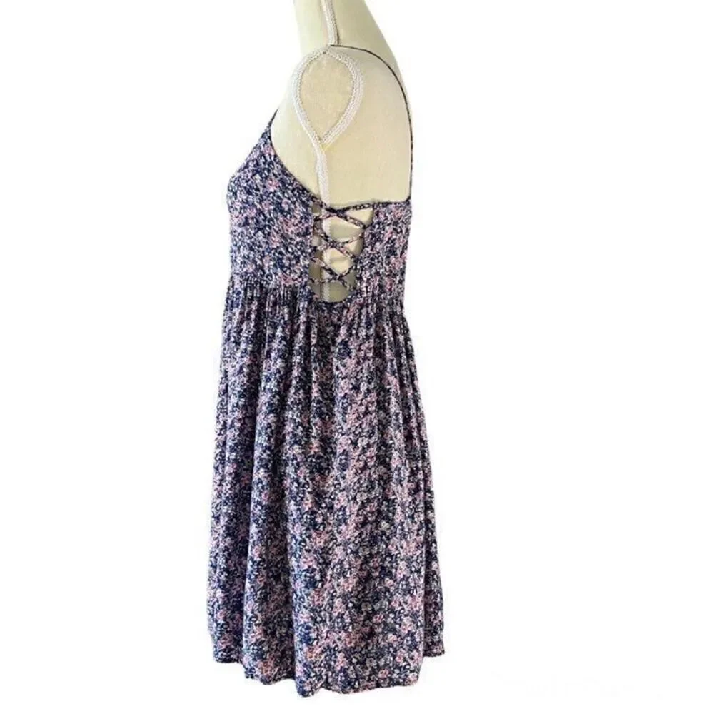 Elodie Floral Lattice Sides Mini Summer Dress S